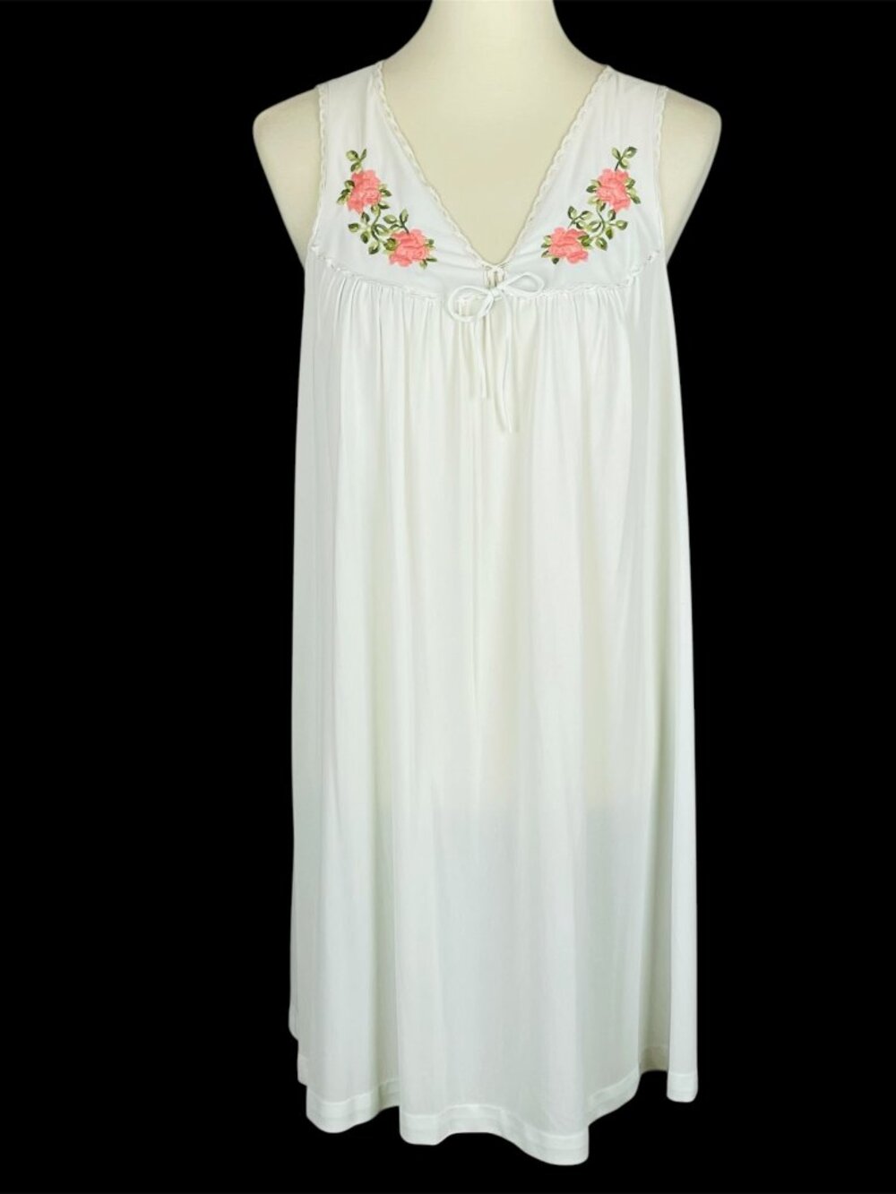 Vtg 60s 70s Aristocraft By Superior Trapeze Nightgown Sz L Floral Embroidery